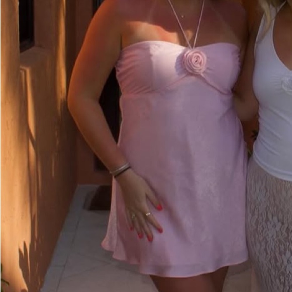 Pink Strapless Sundress for Wedding Guest